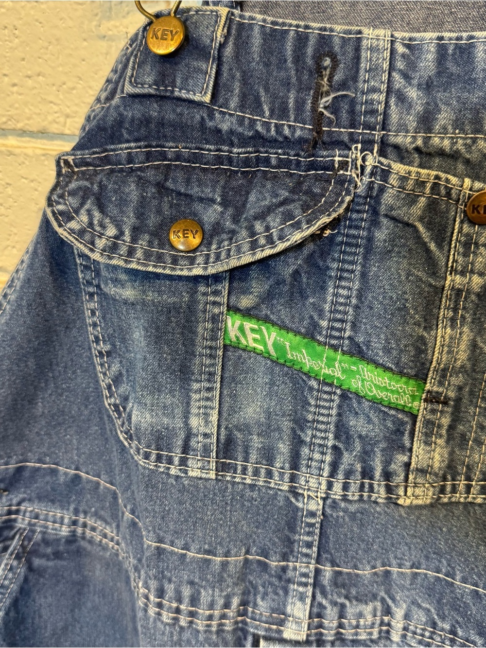 Vintage KEY Blue Denim Overalls Men’s 42”x29” - Picture 3 of 11